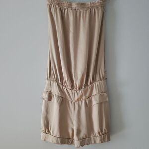 Patrizia Pepe Loiza Tube Jumpsuit made in Italy, 100% Silk Size Euro 42/S, Beige